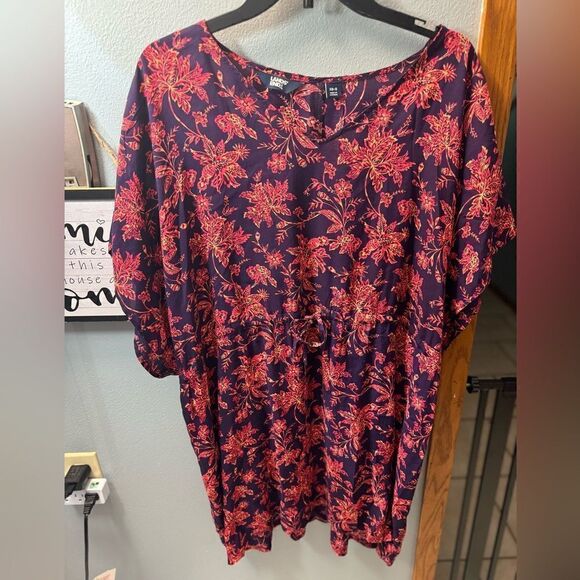 Land's End Women's Short Sleeve Gathered Waist Cover Up Dress Floral NWT XS/S - Picture 12 of 12